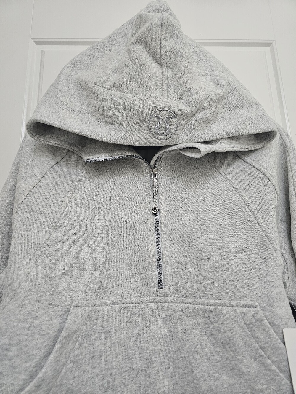 lululemon Scuba Oversized Light Gray Half-Zip Hooded Sweatshirt Size M/L - Picture 3 of 15